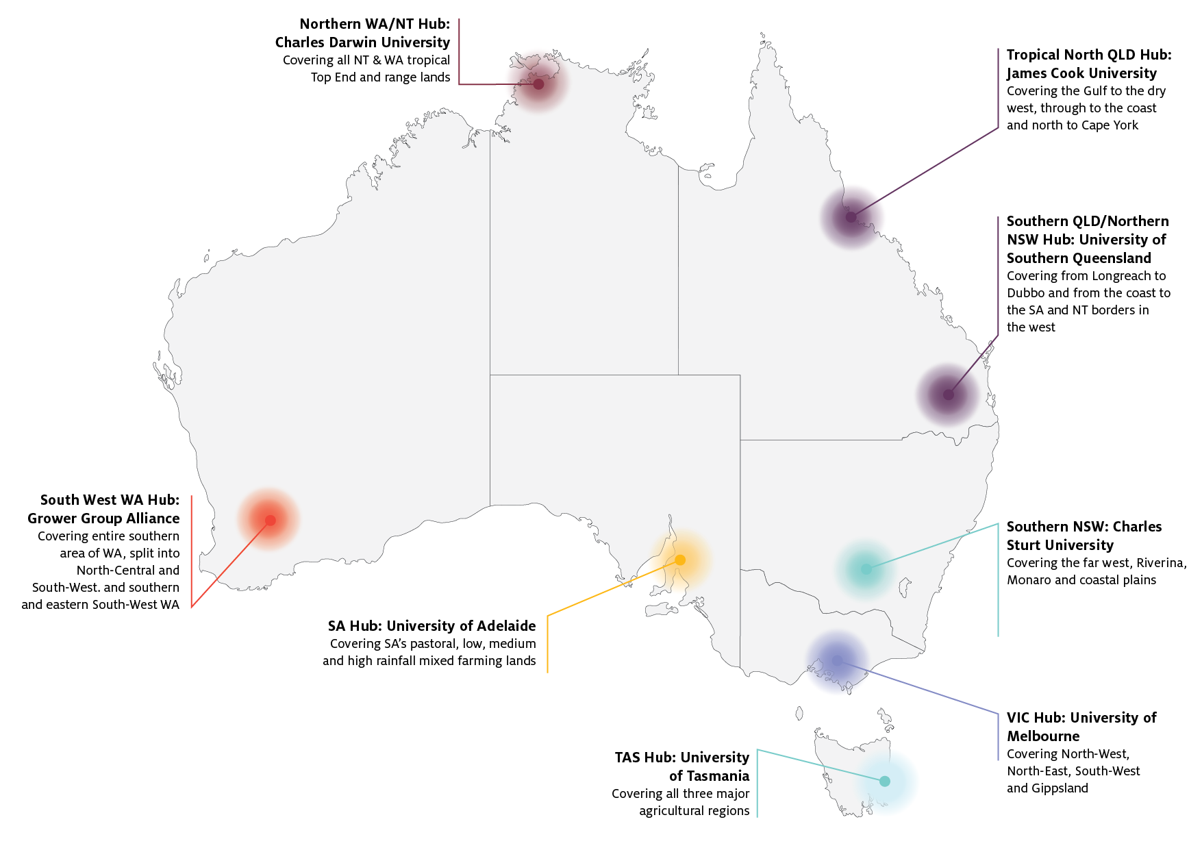 Map of Drought Hubs around Australia